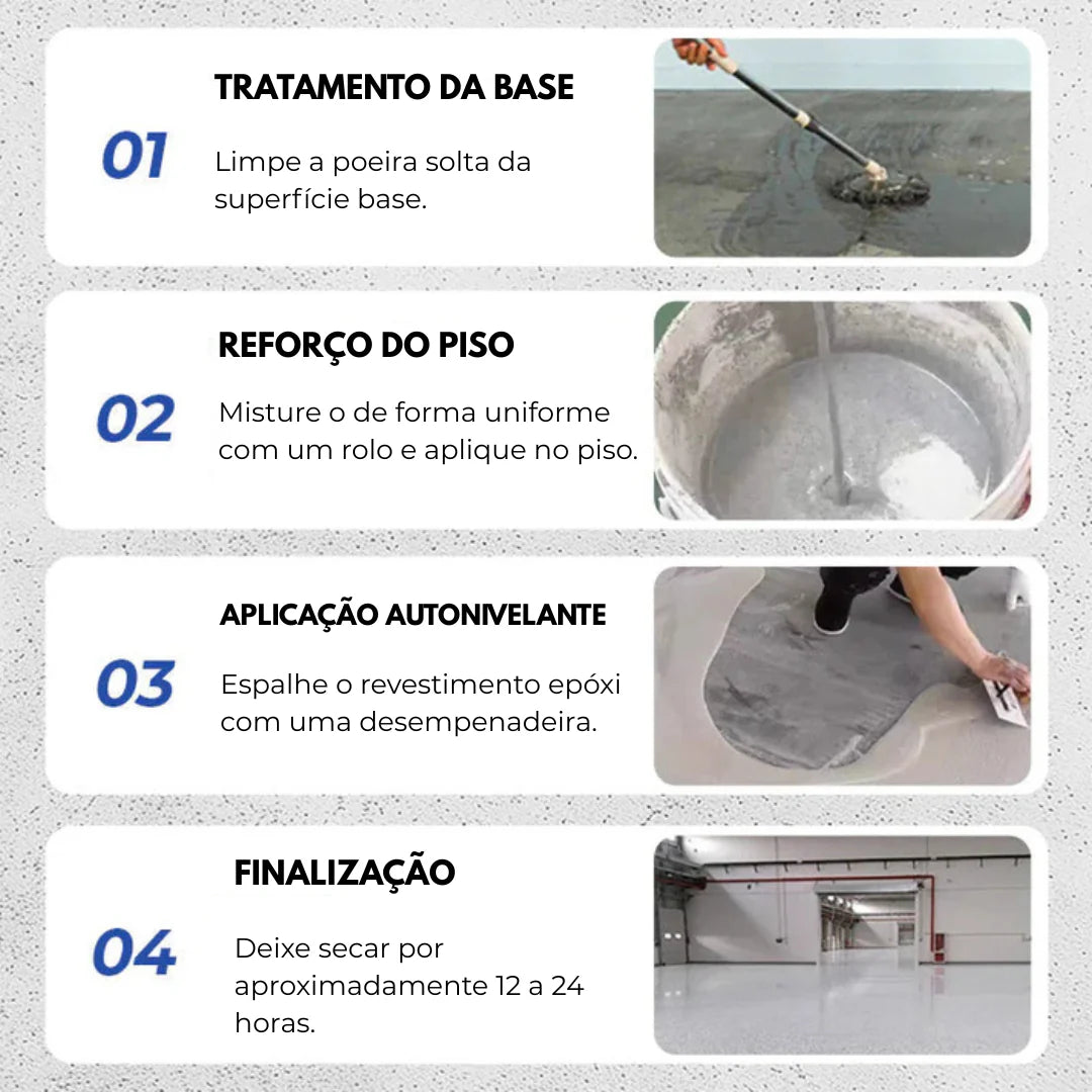 Revestimento de Piso Epóxi com Acabamento de Mármore de Alto Brilho + BRINDE HOJE 🔥Kit Ferramentas de Aplicação🔥